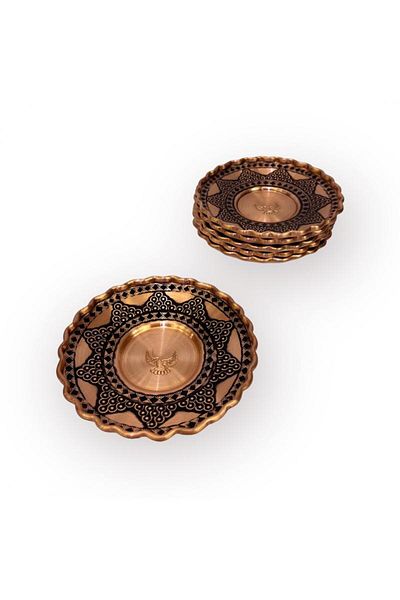 EFEMİR Cluster Patterned Sparkling Copper Tea Plate