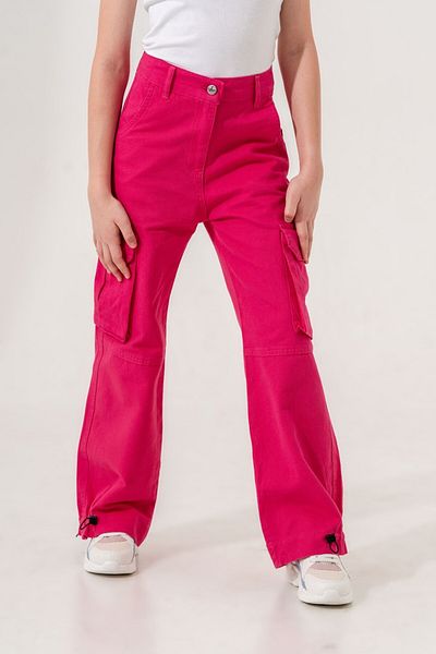 GİYİCEM Girl's Elastic Leg With Cargo Pocket? Linen Trousers