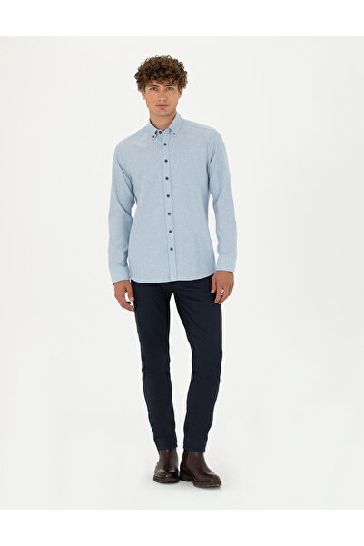 Pierre Cardin Mavi Regular Fit Uzun Kollu Gömlek 50275625-VR036