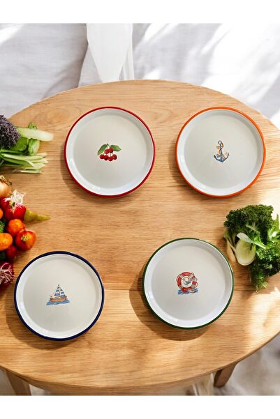 EMAYE TEZGAHI 24 cm Retro Serving Plate - 4 Appetizers, Dowry and Pizza Trays