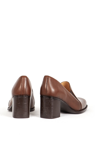 Dericlub High Heeled Women's Shoes - Blunt Toe Leather Br 44274 Tan