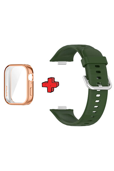 Huawei حافظة وواقي شاشة وحبل سيليكون جل 2 في 1 متوافق مع Watch Fit 3