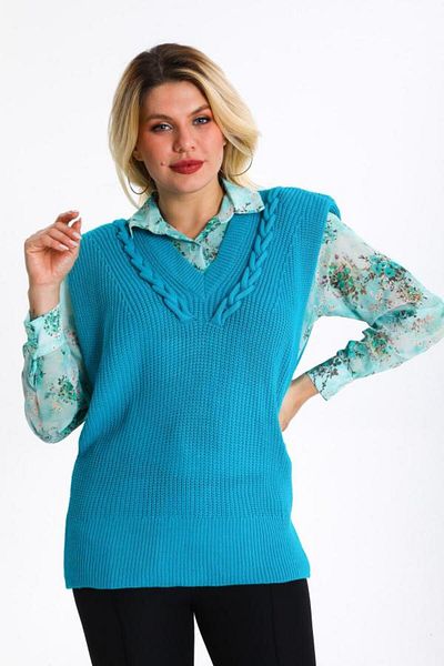 Rodi Thessaloniki Knitted V-Neck Women's Knitwear Sweater - 009