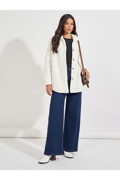 Styli Oversized Longline Faux Fur Shacket