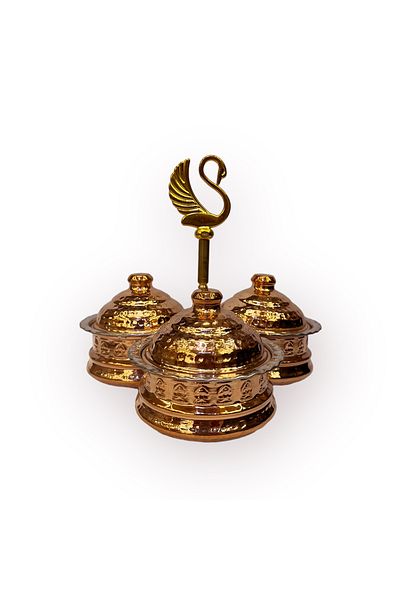 EFEMİR Triple Swan Copper Spice Rack and Catering Rack