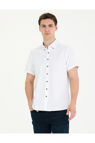 Pierre Cardin Haki Slim Fit Kısa Kollu Gömlek 50269453-VR027