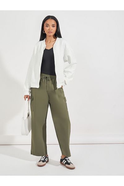 Styli Regular Fit Cable Knit Bomber Jacket