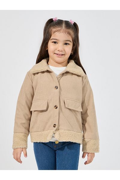 Styli Teddy Faux Fur Trim Thermal Lined Corduroy Jacket