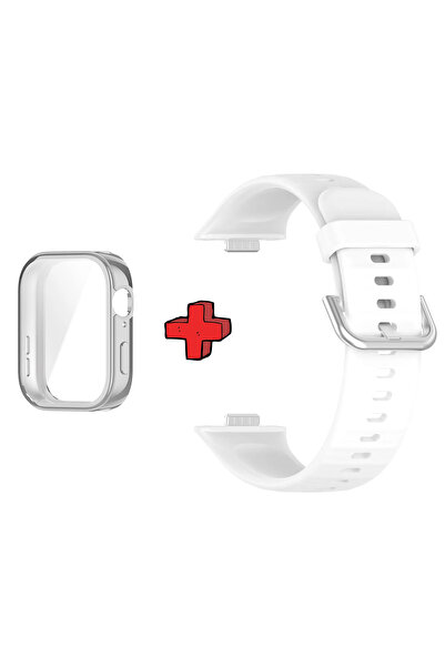 Huawei حافظة وواقي شاشة وحبل سيليكون جل 2 في 1 متوافق مع Watch Fit 3