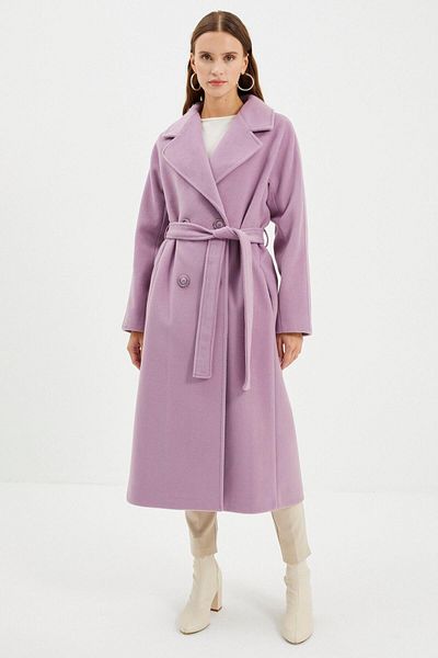Zühre Double Breasted Collar Stamp Lilac Coat 12822