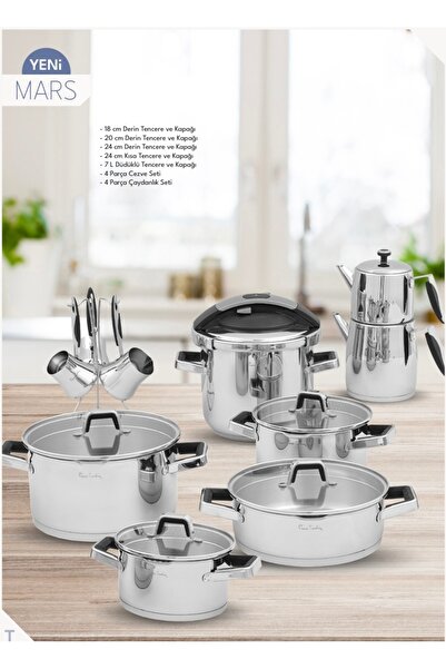 Pierre Cardin MARS SİYAH 18 PARÇA ÇELİK TENCERE TAKIMI