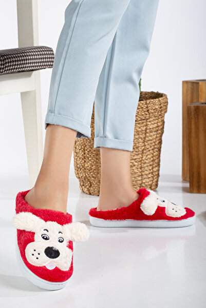 Slipcat Plush Non-Slip Sole Home Slippers with Dog