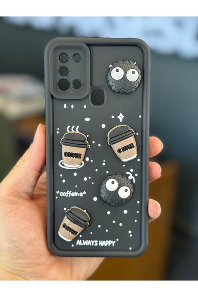 Fibaks جراب لهاتف Galaxy A21s بتصميم نمط حماية للكاميرا، غطاء سيليكون ناعم باللون الأسود