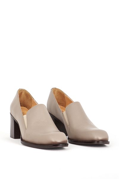 Dericlub High Heeled Women's Shoes - Blunt Toe, Real Leather, Mink 44274