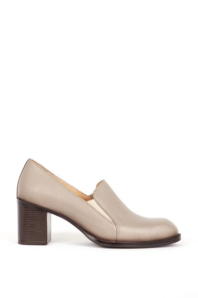 Dericlub High Heeled Women's Shoes - Blunt Toe, Real Leather, Mink 44274
