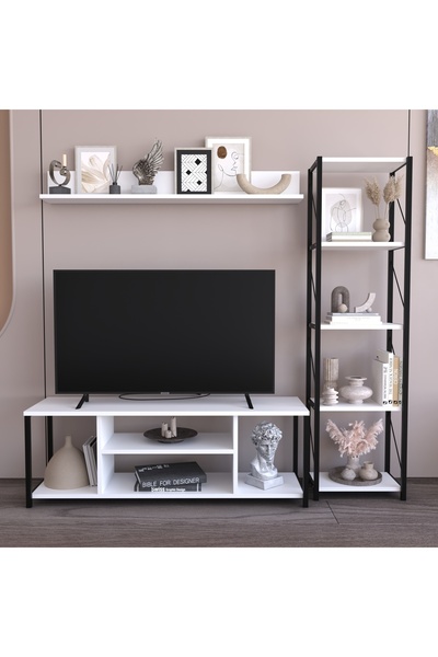 Remaks Jattebo 160 Cm Tv Ünitesi Seti Yaşam Ünitesi Seti Metal Gövde Beyaz