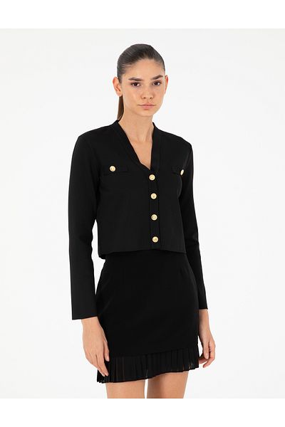 Pierre Cardin Black Crop Top Knitwear Cardigan 50290557 -Vr046