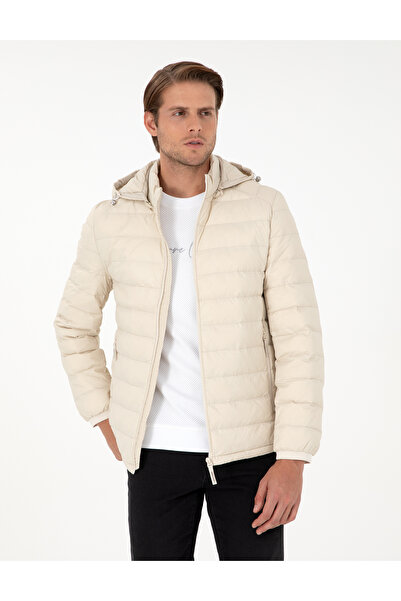 Pierre Cardin Stone Hooded Cropped Slim Coat 50292790-Vr049