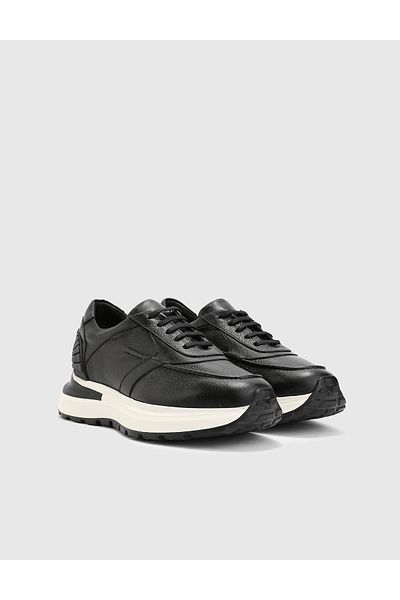 İLVİ Fonseca Genuine Floater Leather Men's Black Sports Shoes