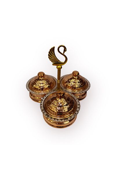 EFEMİR Triple Swan Copper Spice Rack and Catering Rack