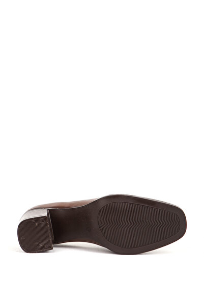 Dericlub High Heeled Women's Shoes - Blunt Toe Leather Br 44274 Tan