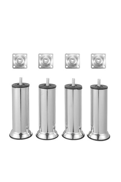 Badem10 Furniture Sofa Base Armchair Sofa Bed 15 cm Chrome Metal Set of 4 Upgrade Leg Feet with M8 Apparatus