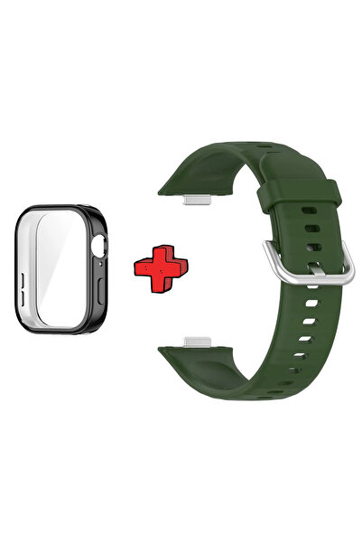 Huawei حافظة وواقي شاشة وحبل سيليكون جل 2 في 1 متوافق مع Watch Fit 3
