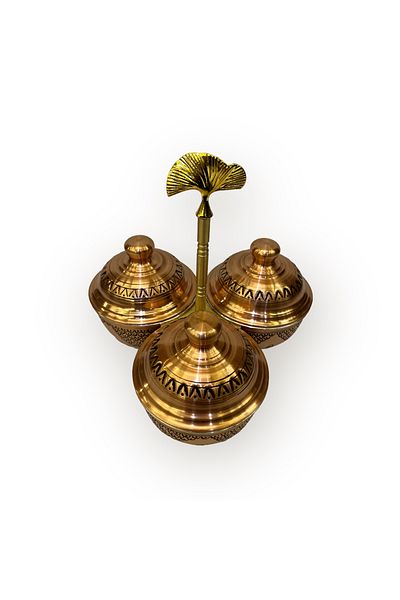EFEMİR Cluster Pattern Scotch 3-Piece Copper Spice Bowl and Treat Bowl (SMALL)