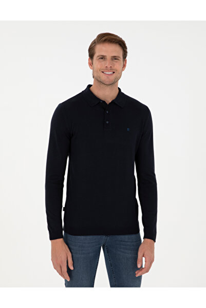 Pierre Cardin Lacivert Slim Fit Polo Yaka Basic Triko Kazak 50296623-VR033