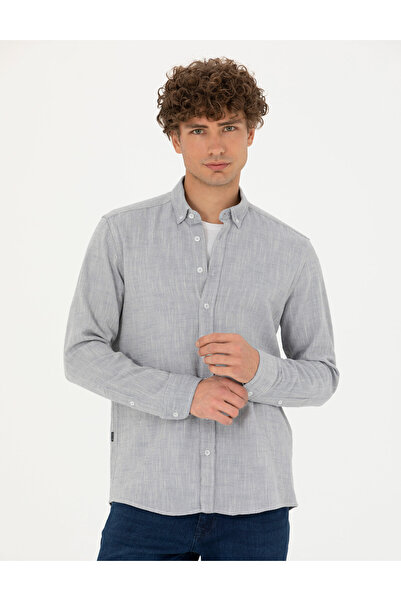 Pierre Cardin Mavi Regular Fit Uzun Kollu Gömlek 50278180-VR036
