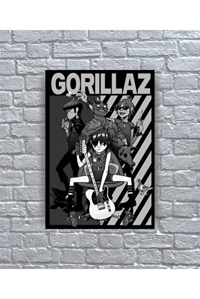 icase Gorillaz Μουσικό συγκρότημα Εξώφυλλο άλμπουμ αφίσας Ξύλινος πίνακας ζωγ...