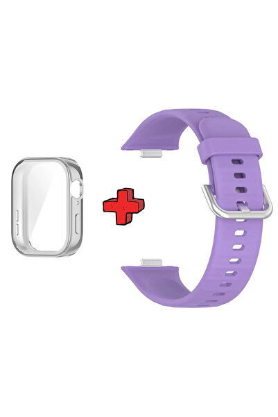 Huawei حافظة وواقي شاشة وحبل سيليكون جل 2 في 1 متوافق مع Watch Fit 3