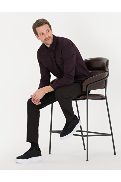 Pierre Cardin Bordo Regular Fit Uzun Kollu Gömlek 50259515-VR014