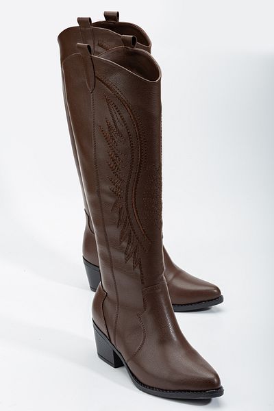 RİSSOLİ Ri̇ssoli̇ Brown Leather Embroidered Western Cowboy Cowgirl Boots