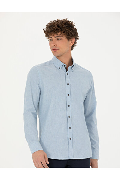 Pierre Cardin Mavi Regular Fit Uzun Kollu Gömlek 50275625-VR036