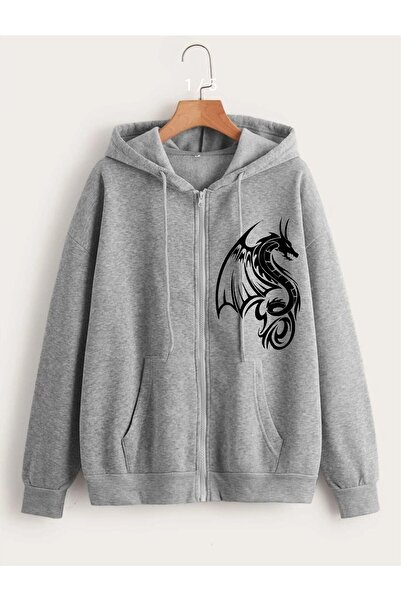 x-compass life Unisex Capson Ζακέτα με φερμουάρ Dragon On Printed