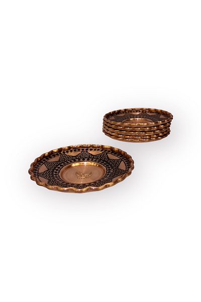 EFEMİR Cluster Patterned Sparkling Copper Tea Plate