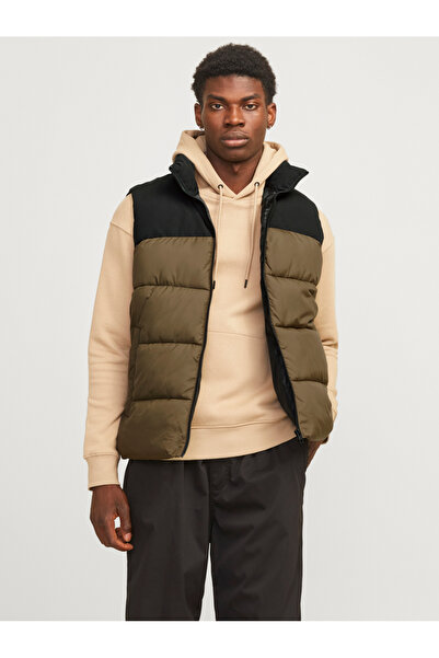 Jack & Jones Stand Collar Color Block Puffer Gilet