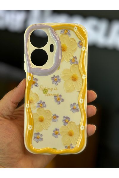 Fibaks جراب متوافق مع Realme C55 مصمم بنمط حماية الكاميرا وغطاء سيليكون ملون على شكل زهرة الأقحوان
