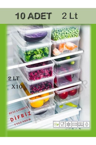 ACTIVESHOP 10 Pieces 2 Lt. Freezer with Self Cover and Suitable for Diffraction