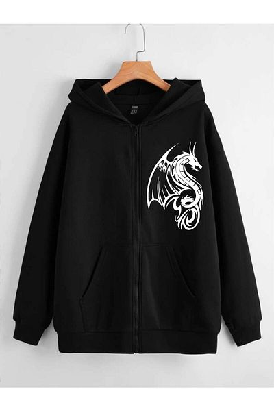 x-compass life Cardigan Capson unisex cu fermoar Dragon On Printed