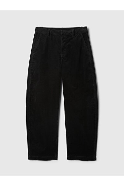 GAP Kadın Siyah High Rise Kadife Tapered Ankle Pantolon
