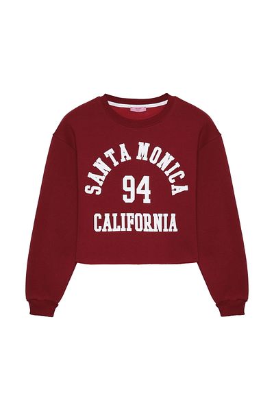Quzu Claret Red Sweatshirt - Text Printed