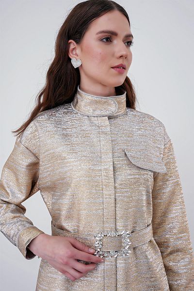 Zühre Jachetă de aur cu model - Detaliu curea, C-0100