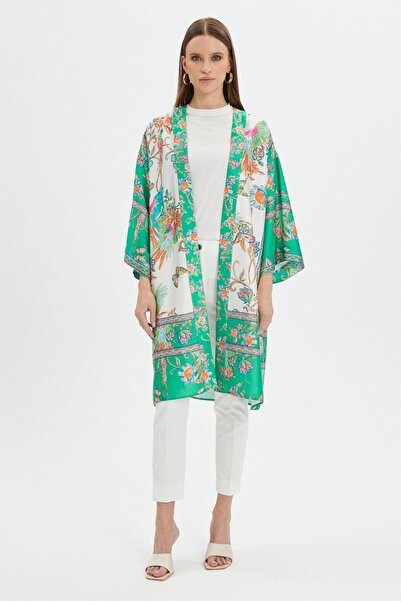 Zühre Patterned Green Kimono Gç-0065