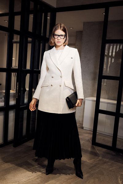 Zühre Double Breasted Collar Buttoned Ecru Jacket C-0109