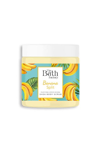 THE BATH FACTORY Moisturizing and cleansing shea body scrub - with banana flavour 300gr