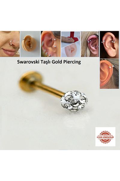 UygunGümüşçülük Goldantiallergic 316L Surgical Steel Shampoo Helix,Septum,Tragus,Labret Piercing 1 Piece