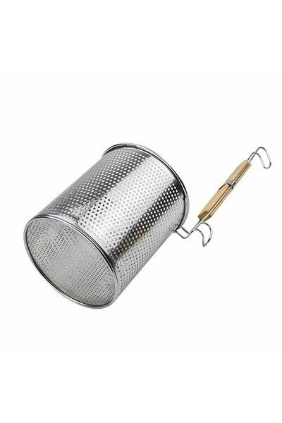 EveFix Wood Handle Chips Frying Pasta Boiling Stainless Steel Basket Food Dough Vegetable Boiling Strainer