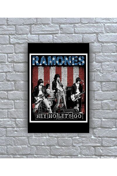 icase Дървена картина с постер и обложка на албум на музикалната група Рамонес
